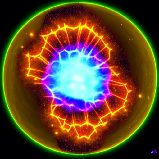 Image similar to supernova from earth, neon lights by Saimir Strati