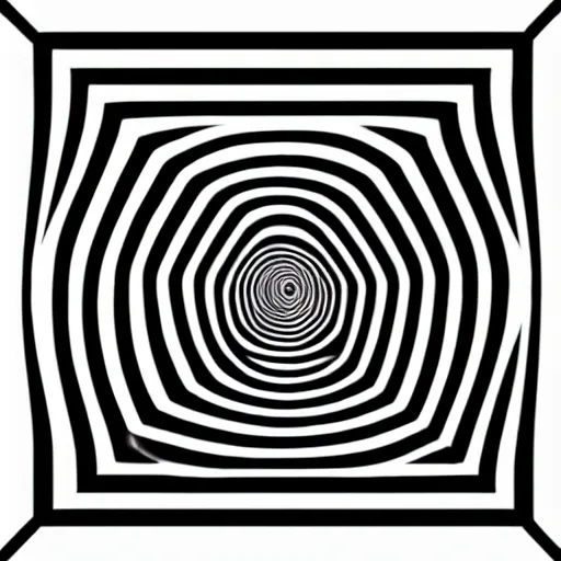 Image similar to real optical illusion, circles, squares, lines, black and white, illusion