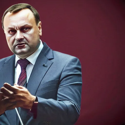 Image similar to andrzej duda in a horror game, official artwork