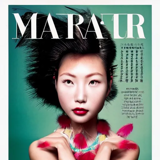 Prompt: photo of chinese beauty by Martin Schoeller by Terry Richardson by Mark Mann by Richard Avedon, magazine cover, colorful, sharpen, 4k, 85mm, award winning