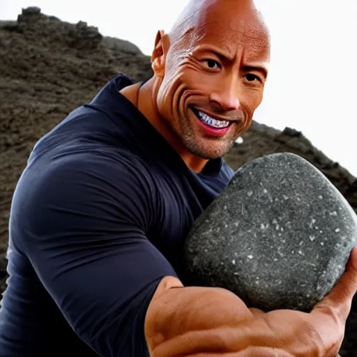 Image similar to dwayne johnson holding a rock