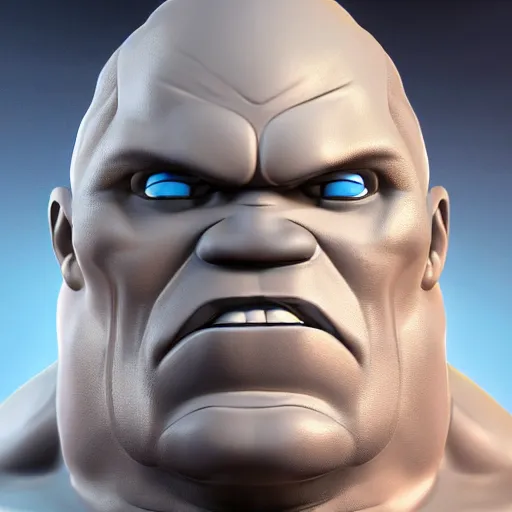 Image similar to hyperdetailed 3 d cartoon render of cartoon darkseid in a confident expressive pose, cartoon eyes, exaggerated facial features, cute cartoon style, white background, low angle shot, cinematic studio lighting, studio quality, octane render, unreal engine 5, trending on artstation, art by sebastian jm, 8 k