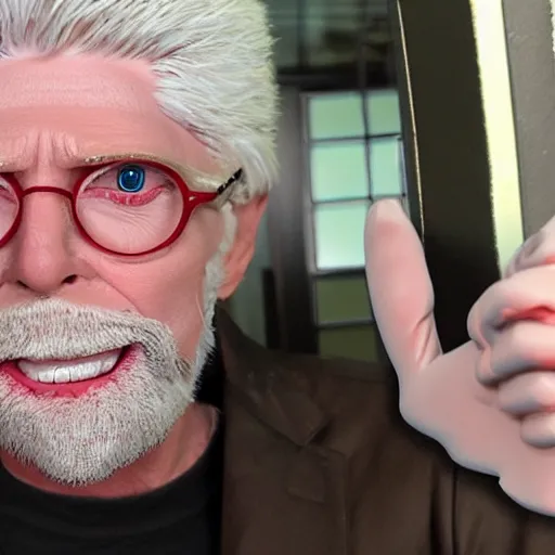 Image similar to barry bostwick as a muppet. highly detailed felt. hyper real photo. 4 k.