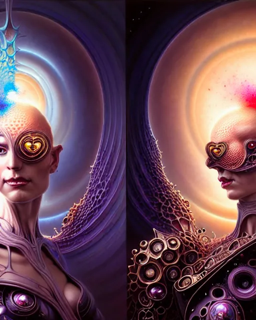 Prompt: a portrait of gemini love and hate fantasy character portrait made of fractals facing each other, ultra realistic, wide angle, intricate details, the fifth element artifacts, highly detailed by peter mohrbacher, hajime sorayama, wayne barlowe, boris vallejo, aaron horkey, gaston bussiere, craig mullins