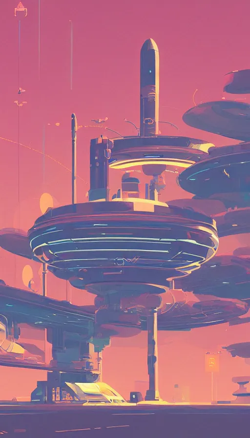 Prompt: spaceship fuel station, sharp focus, james gilleard, moebius, print, risograph, cinematic, game art