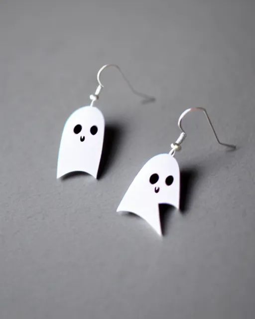 Image similar to cute funny ghost, 2 d lasercut earrings, retro minimalistic clean, concept art, trending on artstation, trending on deviantart