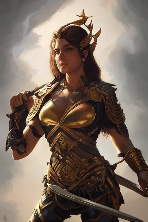 Image similar to amazon valkyrie athena, d & d, fantasy, portrait, highly detailed, headshot, digital painting, trending on artstation, concept art, sharp focus, illustration, art by artgerm and greg rutkowski and magali villeneuve