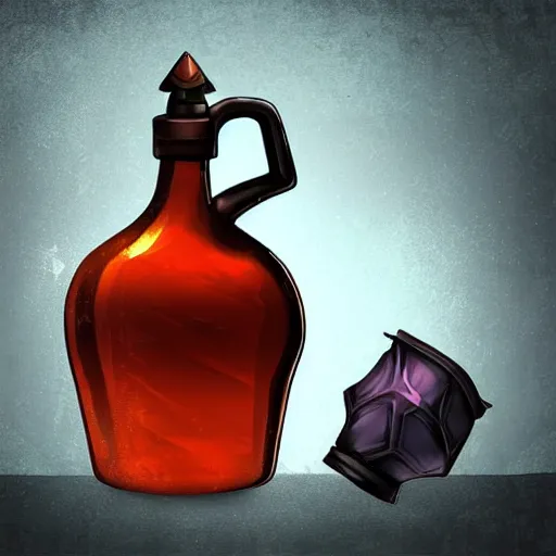 Prompt: a potion bottle, rpg, digital art, dark background, final-fantasy