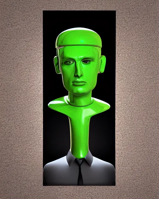 Prompt: surreal portrait big brain android, 3 d bust