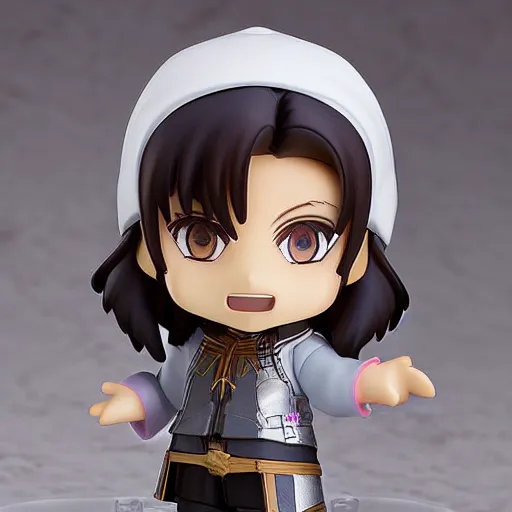 Prompt: face detailing wizard in the style of nendoroid and chibi, eyes in the style of nendoroid