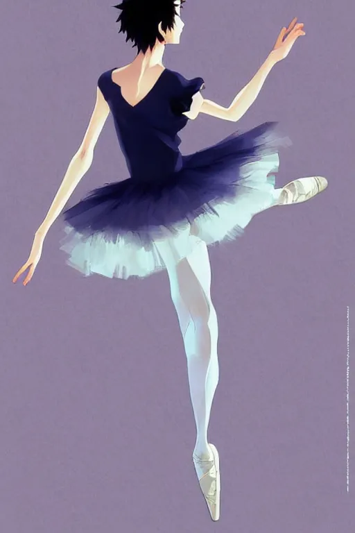 Image similar to ballerina, artwork made by makoto shinkai, inspired in hirohiko araki, clean details, light color palette, anatomically proportional, hd