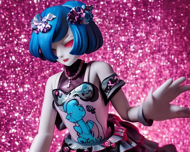 Prompt: james jean and isolated magical girl vinyl figure, figure photography, dynamic pose, harajuku style undertones, glitter accents on figure, anime stylized, accurate fictional proportions, high detail, ethereal lighting - h 6 4 0