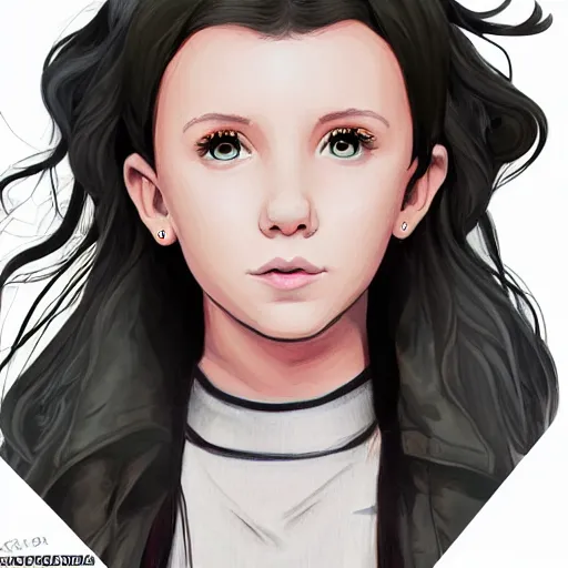 Image similar to a portrait of Millie Bobby Brown, anime art style