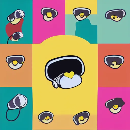 Image similar to svg sticker, centered, round-cropped, white-space-surrounding, Homder-Simpson listening to headphones, flat colors, vector art
