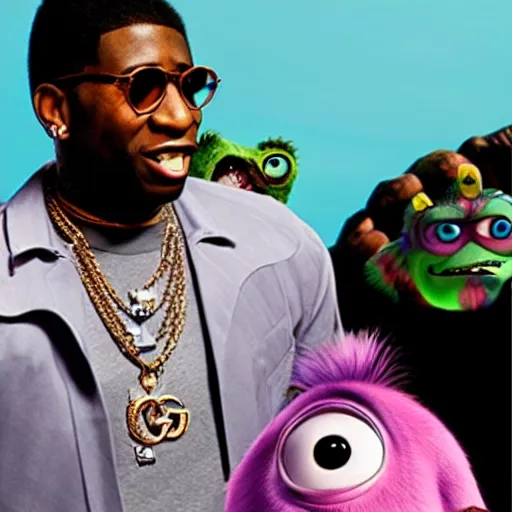 Image similar to gucci mane in monsters inc