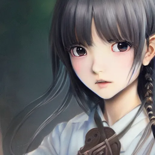 Image similar to ultra-detailed, amazing details, grayish palette, HD semirealistic anime CG concept art digital painting of a Japanese schoolgirl, by a Chinese artist at ArtStation, by Huang Guangjian, Fenghua Zhong, Ruan Jia, Xin Jin and Wei Chang. Realistic artwork of a Chinese videogame, gentle an harmonic colors.