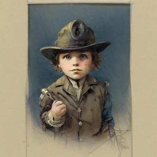 Image similar to (((((portrait of boy dressed as retro sciencepunk explorer costume . muted colors.))))) by Jean-Baptiste Monge !!!!!!!!!!!!!!!!!!!!!!!!!!!