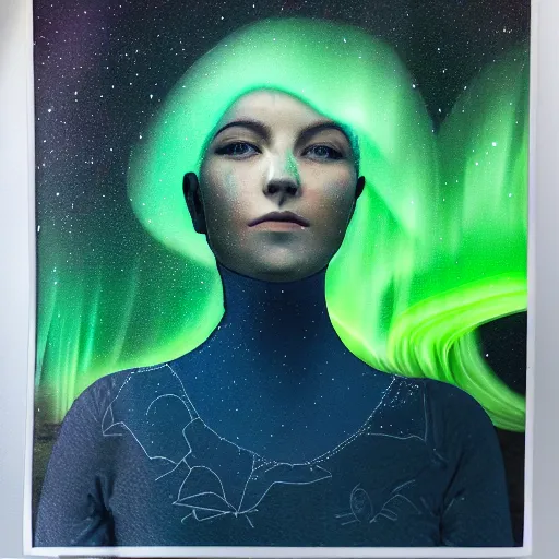 Image similar to the girl that dreams with the auroras, ultra detailed portrait