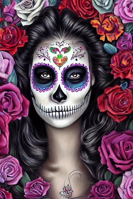 Image similar to Illustration of a sugar skull day of the dead girl, art by Mark Arian