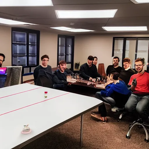 Image similar to web conference meeting with accenture and solo cups and beer pong and christmas lights