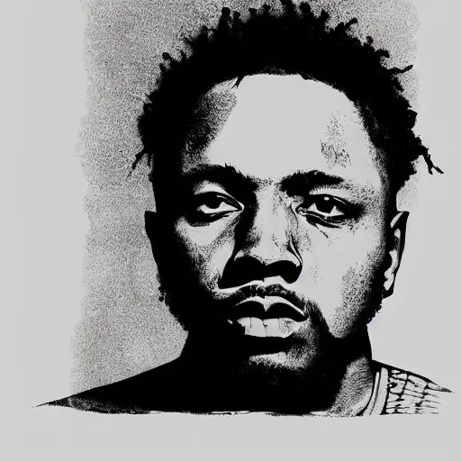 Prompt: kendrick lamar, portrait, meta by dan hillier, style of dan hillier