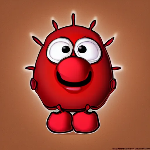Prompt: red big cute chubby fly, cartoon, game character, soft lighting, higly detailed