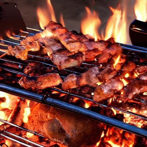 Prompt: gopro shot of a barbecue in the moon, gopro, photo, highly detailed, unreal - engine