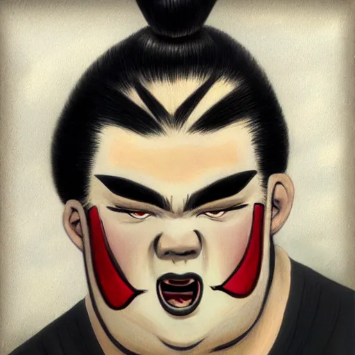 Prompt: vampire sumo wrestler, as hyperrealistic art