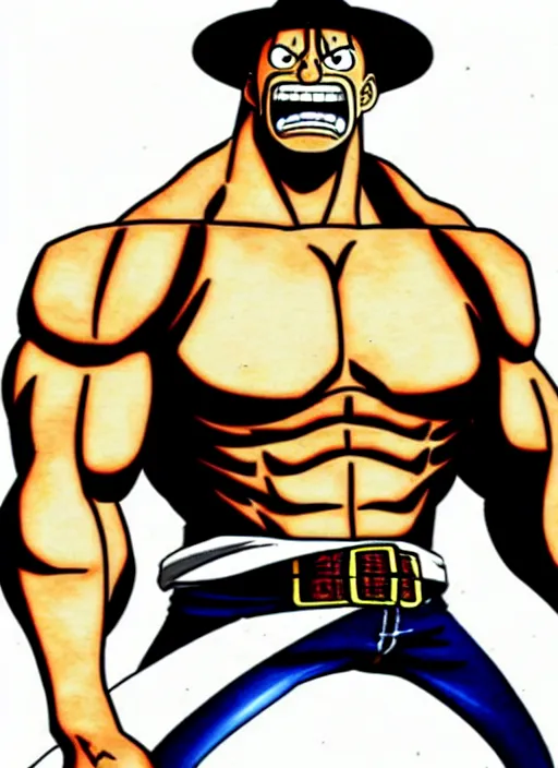 Image similar to dwayne johnson as origin character in one piece manga, sketch by eiichiro oda