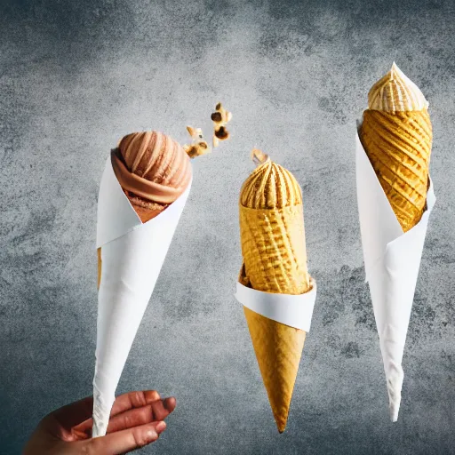 Prompt: photograph of two ice cream cones fighting to the death