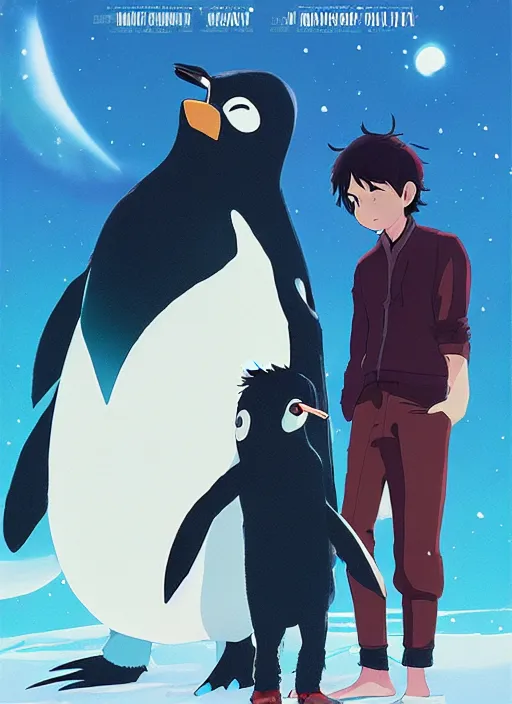 Image similar to alternative movie poster for happy feet by loish, makoto shinkai, studio ghibli, atey ghailan