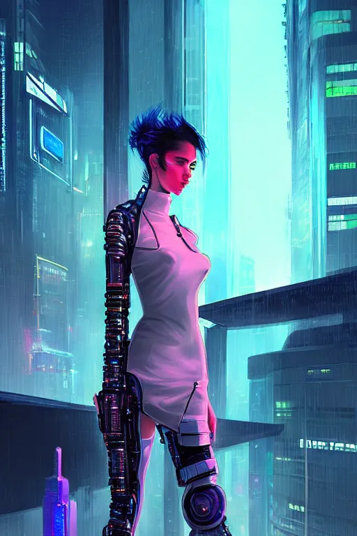Image similar to portrait futuristic sensual cyberpunk young female Mage, in futuristic rainny thunder flashing tokyo rooftop cyberpunk night, ssci-fi, fantasy, intricate, very very beautiful, elegant, neon light, highly detailed, digital painting, artstation, concept art, soft light, hdri, smooth, sharp focus, illustration, art by tian zi and craig mullins and WLOP and alphonse mucha