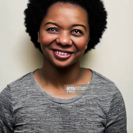 Prompt: studio photograph of a black person with japanese red eyes and a sad smile