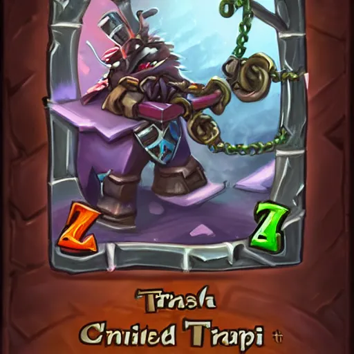 Image similar to chained trap, hearthstone art style, fantasy card game art style
