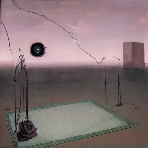 Image similar to hyperrealistic liminal spaces, David Friedrich, award winning masterpiece with incredible details, Zhang Kechun, a surreal vaporwave vaporwave vaporwave vaporwave vaporwave painting by Thomas Cole of an old pink mannequin head wearing VR goggles with cables and wires coming out of it's neck, highly detailed