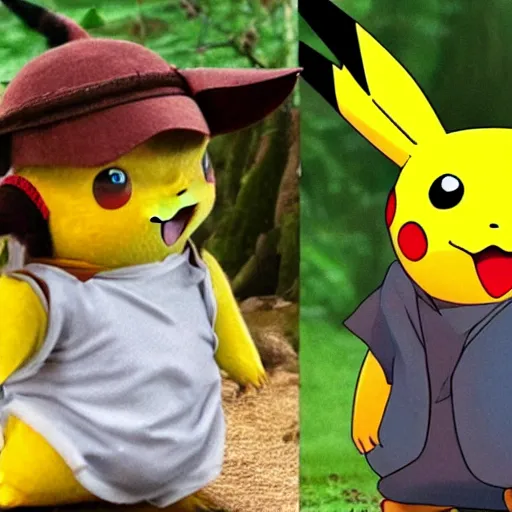 Image similar to pikachu meet frodo