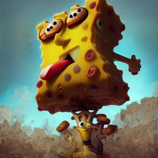 Image similar to spongebob by Francisco Goya, au naturel, hyper detailed, digital art, trending in artstation, cinematic lighting, studio quality, smooth render, unreal engine 5 rendered, octane rendered, art style by klimt and nixeu and ian sprigger and wlop and krenz cushart