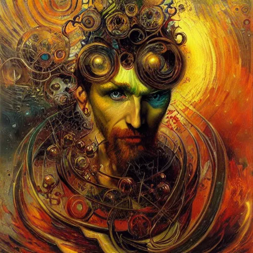 Image similar to Divine Chaos Engine by Karol Bak and Vincent Van Gogh