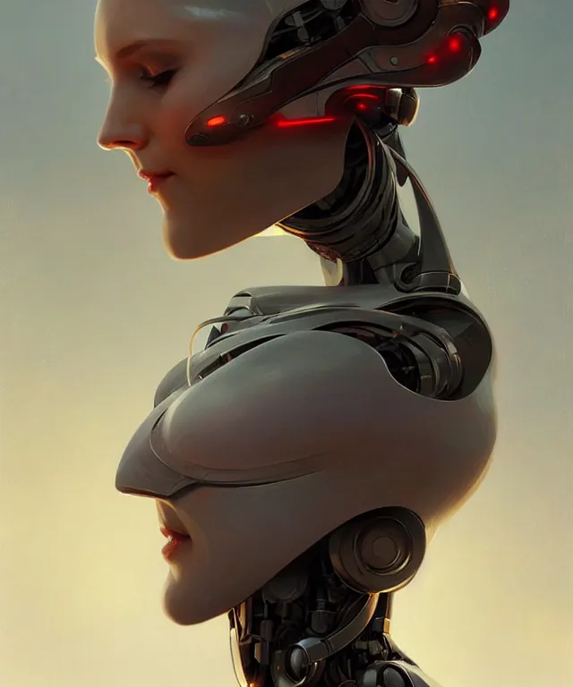 Image similar to a robot with acat face removed, sci - fi face, elegant, highly detailed, digital painting, artstation, concept art, smooth, sharp focus, illustration, art by artgerm and greg rutkowski and alphonse mucha