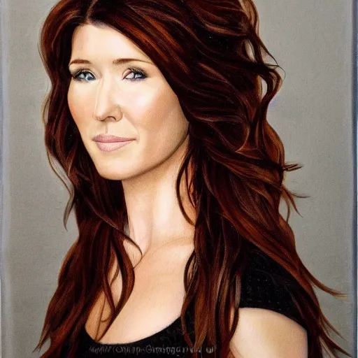 Image similar to Jewel Staite, head and shoulders portrait, extremely detailed masterpiece, one single continues line.