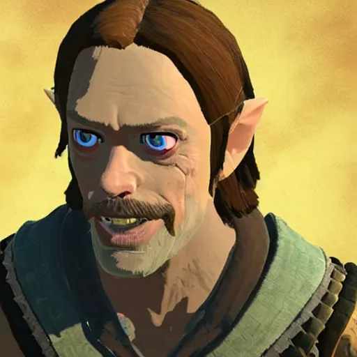 Image similar to Steve Buscemi in The Legend of Zelda Breath of the Wild