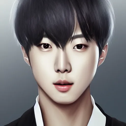 Image similar to jin from bts, elegant, ultra highly detailed, digital painting, smooth, sharp focus, artstation, art by Ina Wong