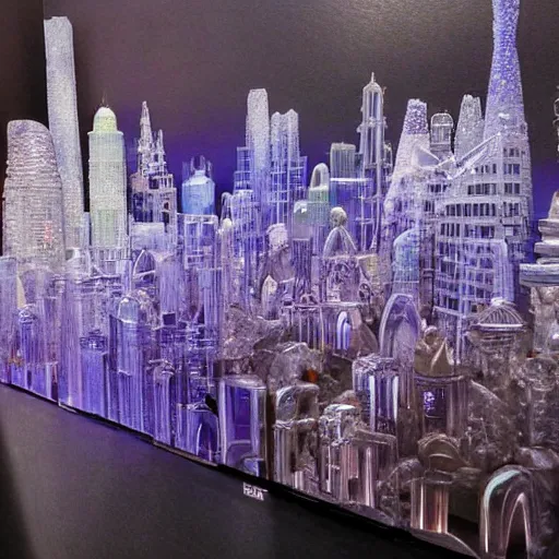 Image similar to A fantastical cityscape made entirely of crystal