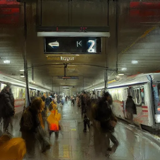 Image similar to toronto ttc subway painting by jeremy mann