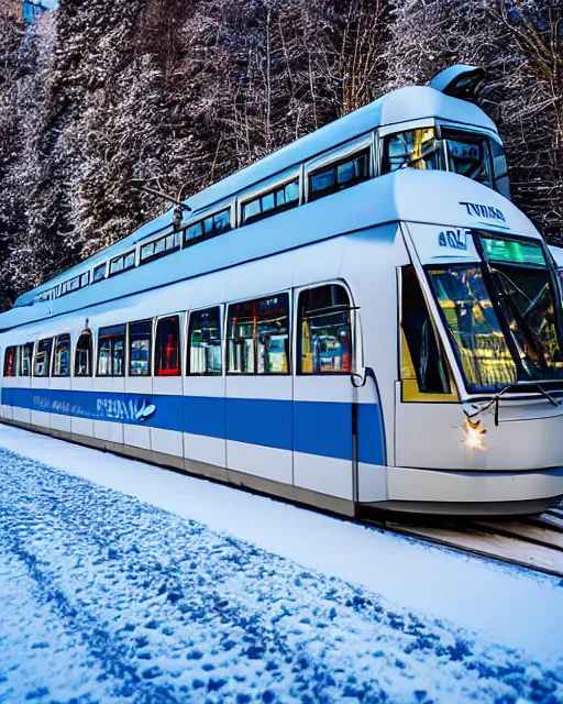 Image similar to tatra t 3 tram czech republic, side view, ice patterns on windows, winter, frost, around the city, evening, snow