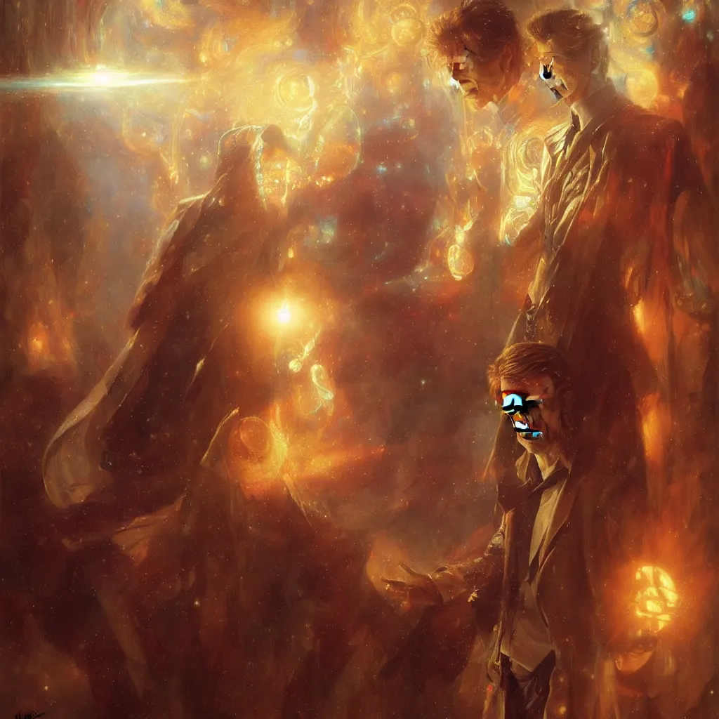 Image similar to david bowie as doctor who, radiant light, caustics, heroic, bright iridescent light, by gaston bussiere, bayard wu, greg rutkowski, maxim verehin