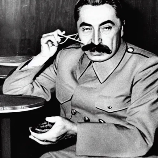 Image similar to joseph stalin eating at burger king, colored, 8 k