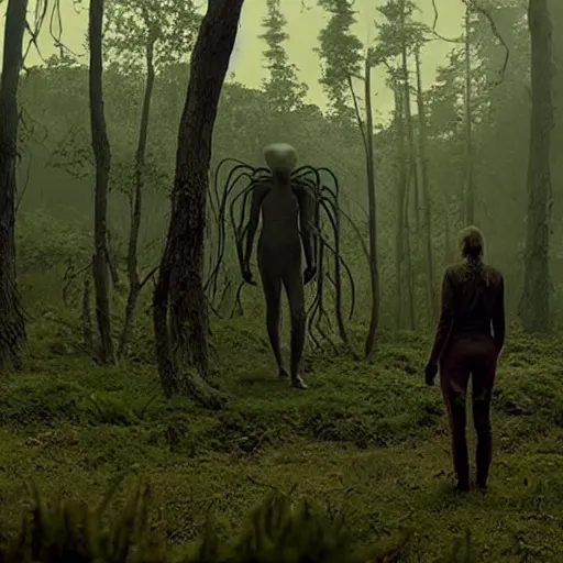 Image similar to annihilation ( 2 0 1 8 ) frame by mehoffer, surreal creatures landscape by malczewski