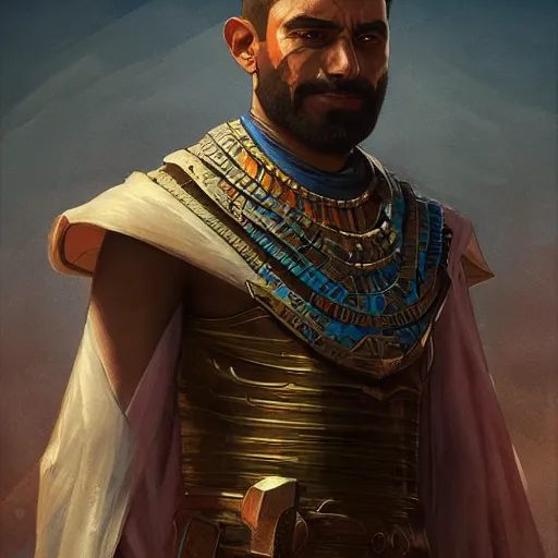 Prompt: egyptian nobleman, portrait, D&D, fantasy, highly detailed, digital painting, artstation, concept art, sharp focus, illustration, art by artgerm and greg rutkowski and alphonse mucha