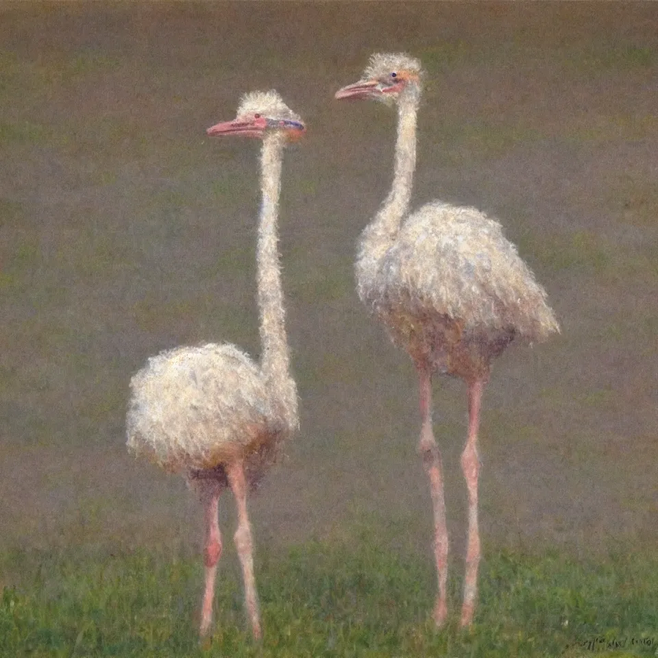 Image similar to an impressionist paint of an ostrich